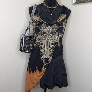 Black sleeveless top with cross design XLarge